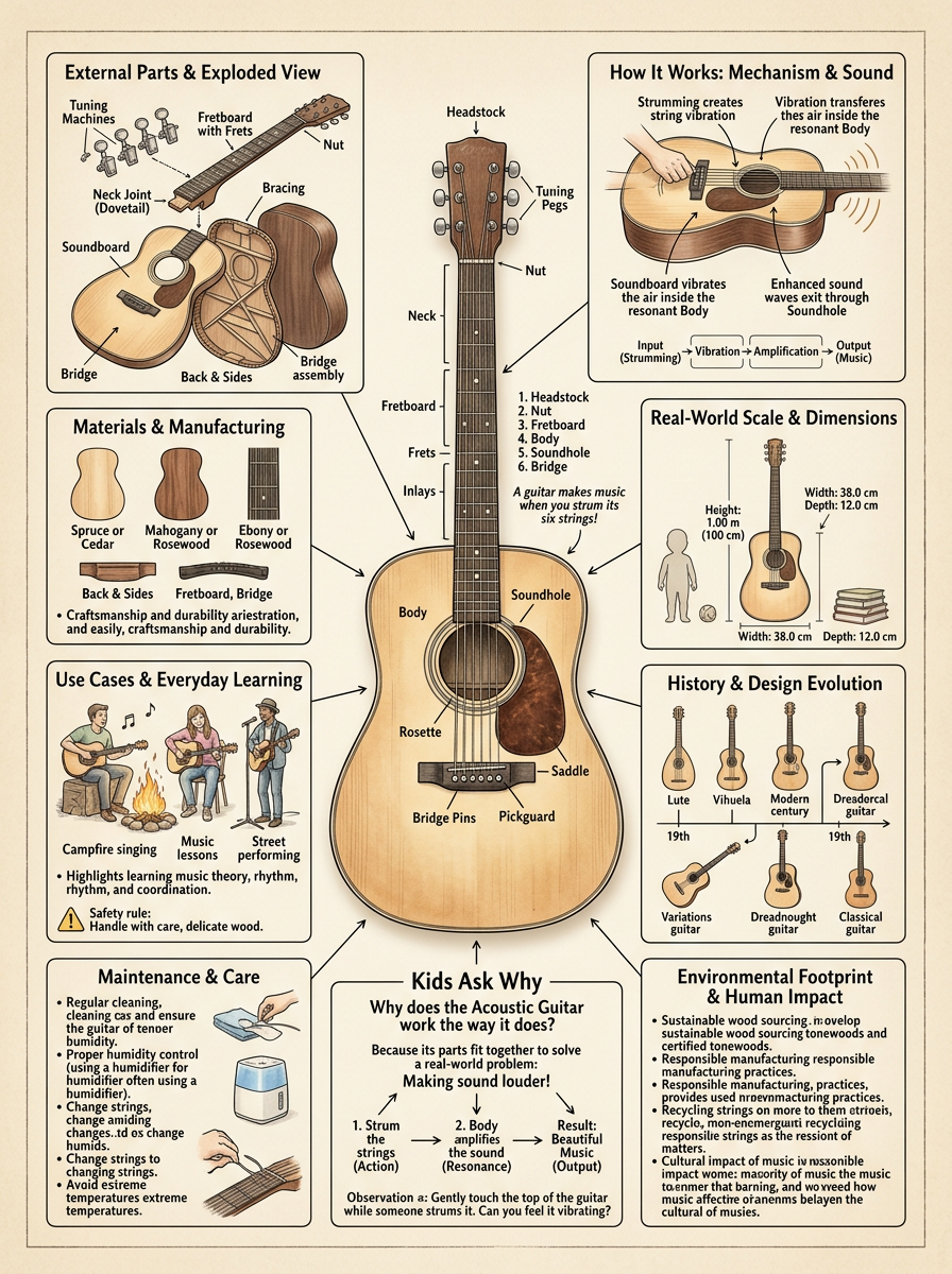 Acoustic Guitar reviewed scientific diagram