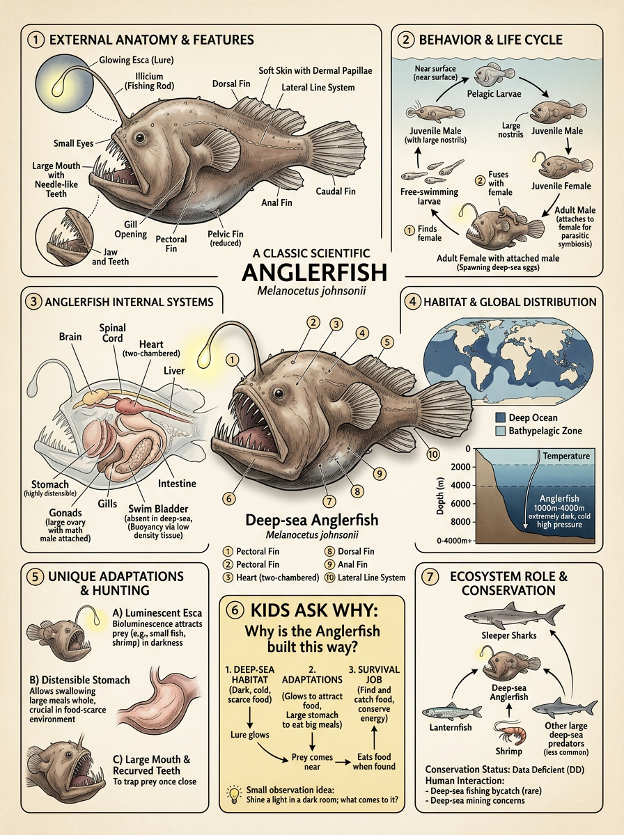 Anglerfish reviewed scientific diagram poster