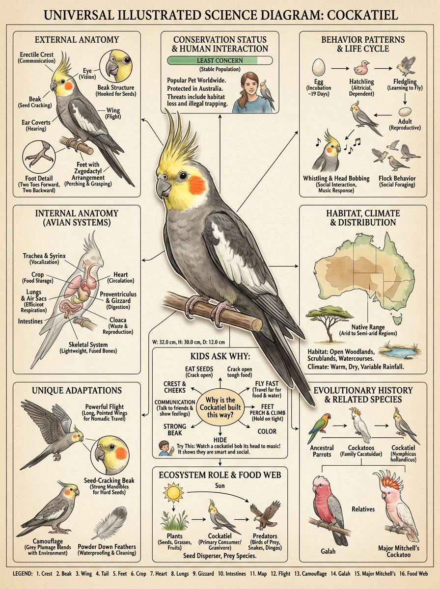 Cockatiel reviewed scientific diagram