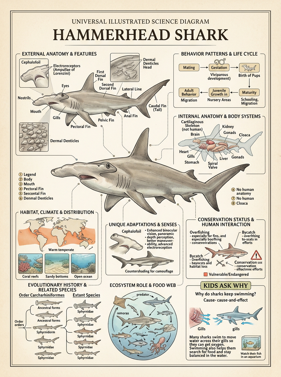 Hammerhead Shark reviewed scientific diagram