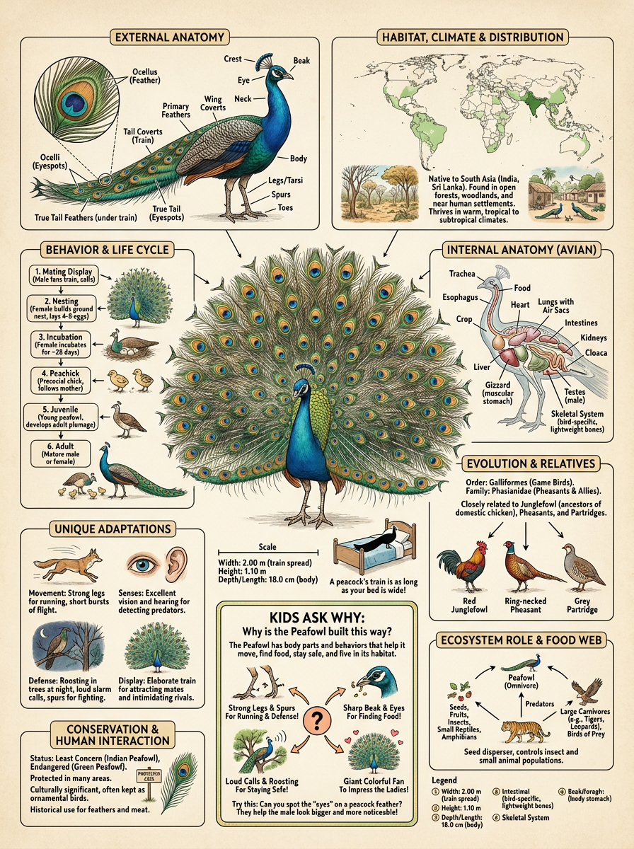 Peafowl reviewed scientific diagram