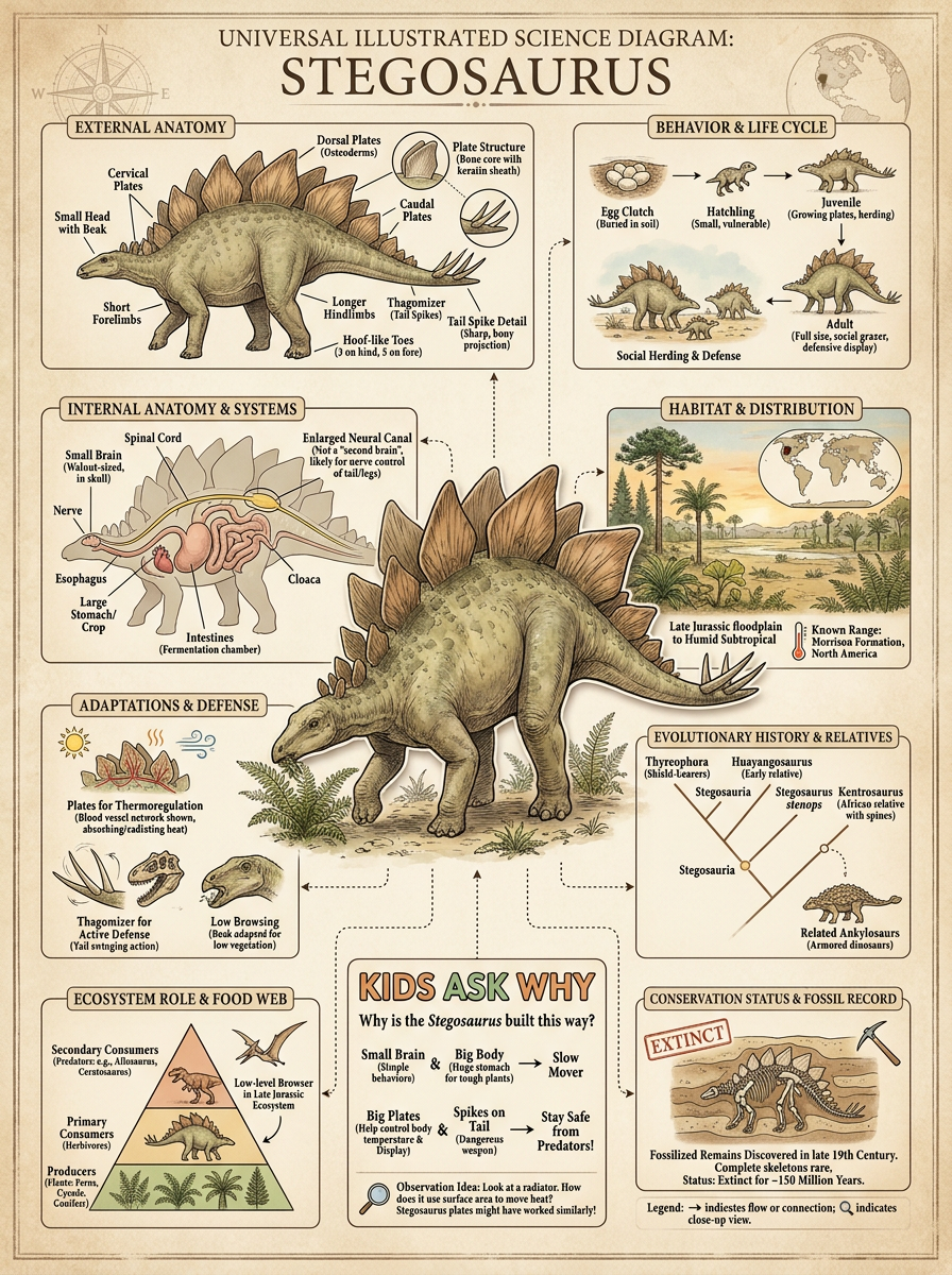 Stegosaurus reviewed scientific diagram poster